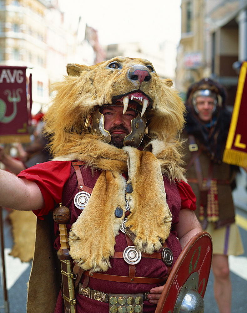 Man in Roman Legionaires costume, Northumbria, England, United Kingdom, Europe