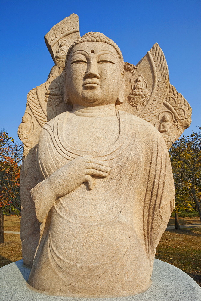 Standing stone Buddha statue, Gyeongju National Museum, Gyeongju, South Korea, Asia