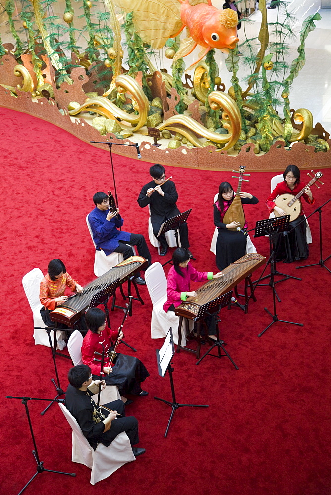 Orchestra performance in IFC Building, Hong Kong, China, Asia