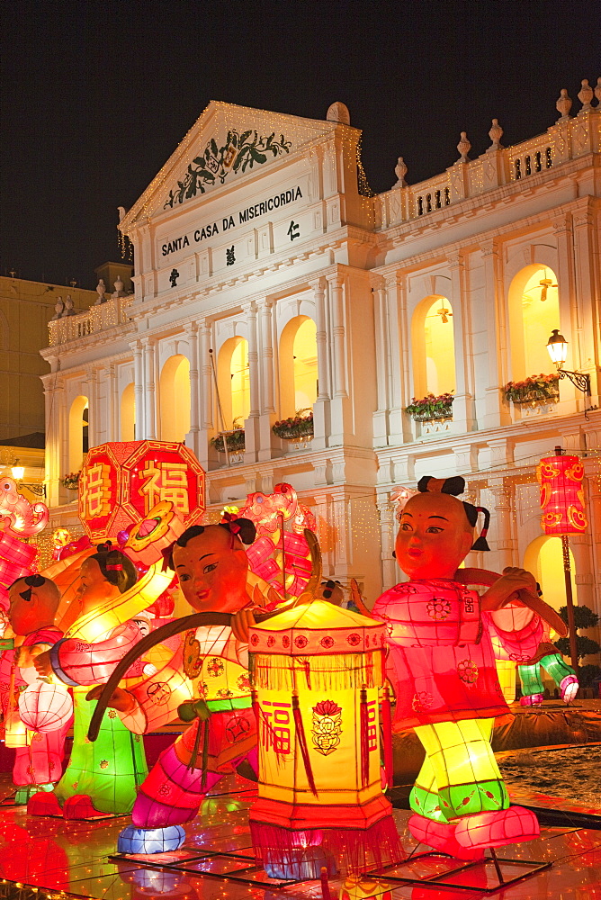 Chinese decorations in Senado Square, Macau, China, Asia