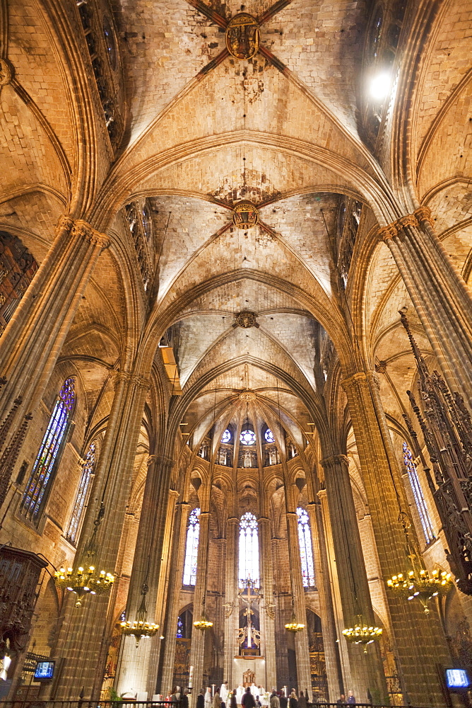 Interior, Barcelona Cathedral, Barcelona, Catalonia, Spain, Europe