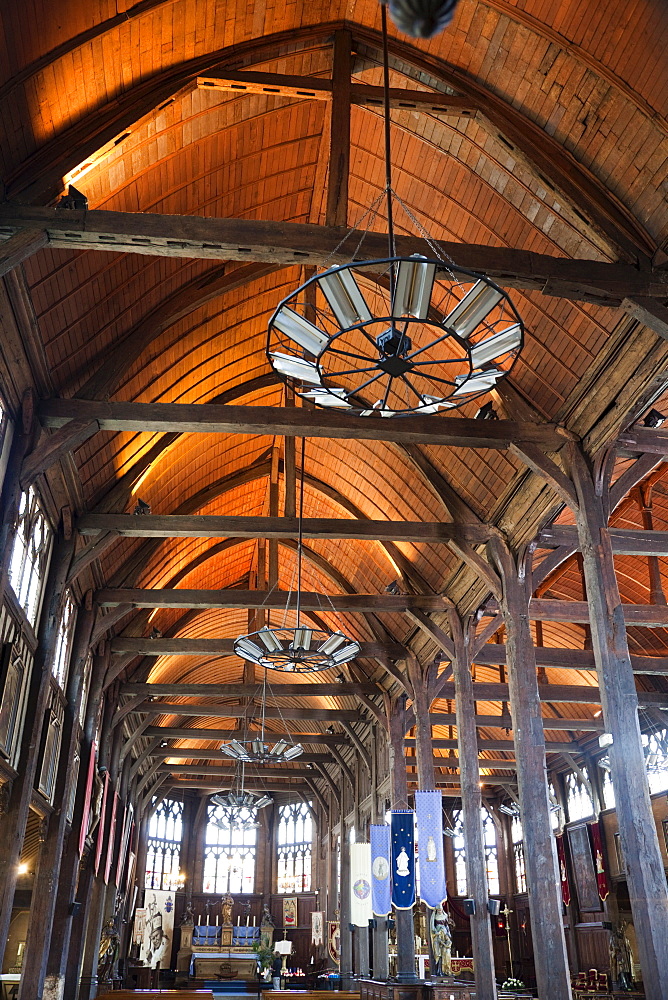 Interior of St. Catherines Church, Honfleur, Normandy, France, Europe