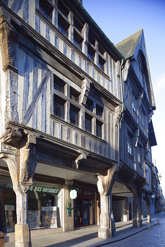 Half-timbered buildings, Dinan, Brittany, France, Europe