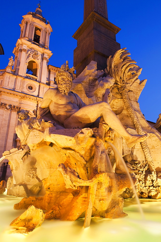 Fountain of the Four Rivers, Piazza Navona, Rome, Lazio, Italy, Europe