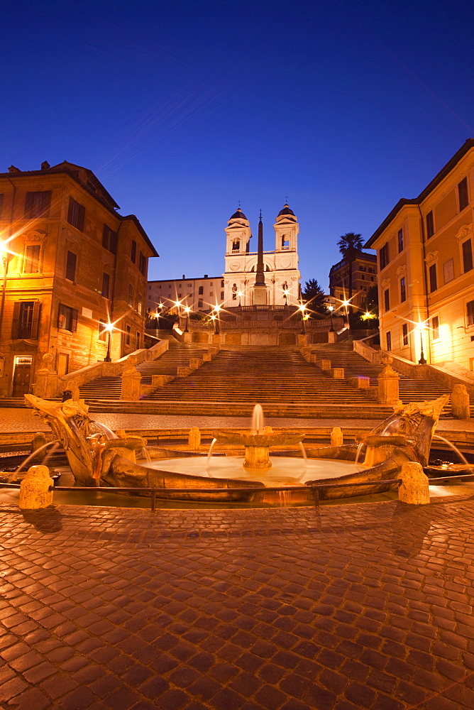 Piazza di Spagna, Spanish Steps and Trinita dei Monti Church, Rome, Lazio, Italy, Europe