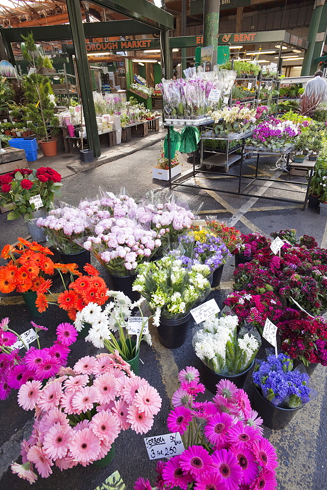 Flower stall, Borough Market, Southwark, London, England, United Kingdom, Europe