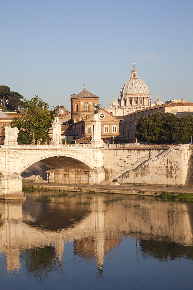 Vittorio Emanuele II Bridge and The Vatican, Rome, Lazio, Italy, Europe