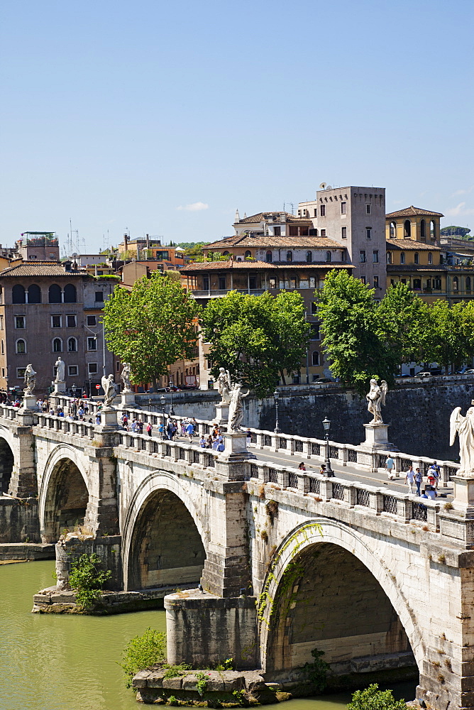 Sant' Angelo Bridge and River Tiber, Rome, Lazio, Italy, Europe