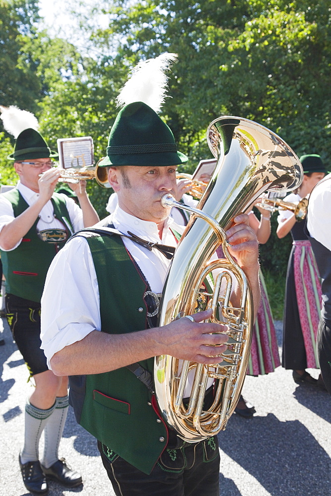 Traditional Bavarian Band at Folklore Festival, Burghausen, Bavaria, Germany, Europe