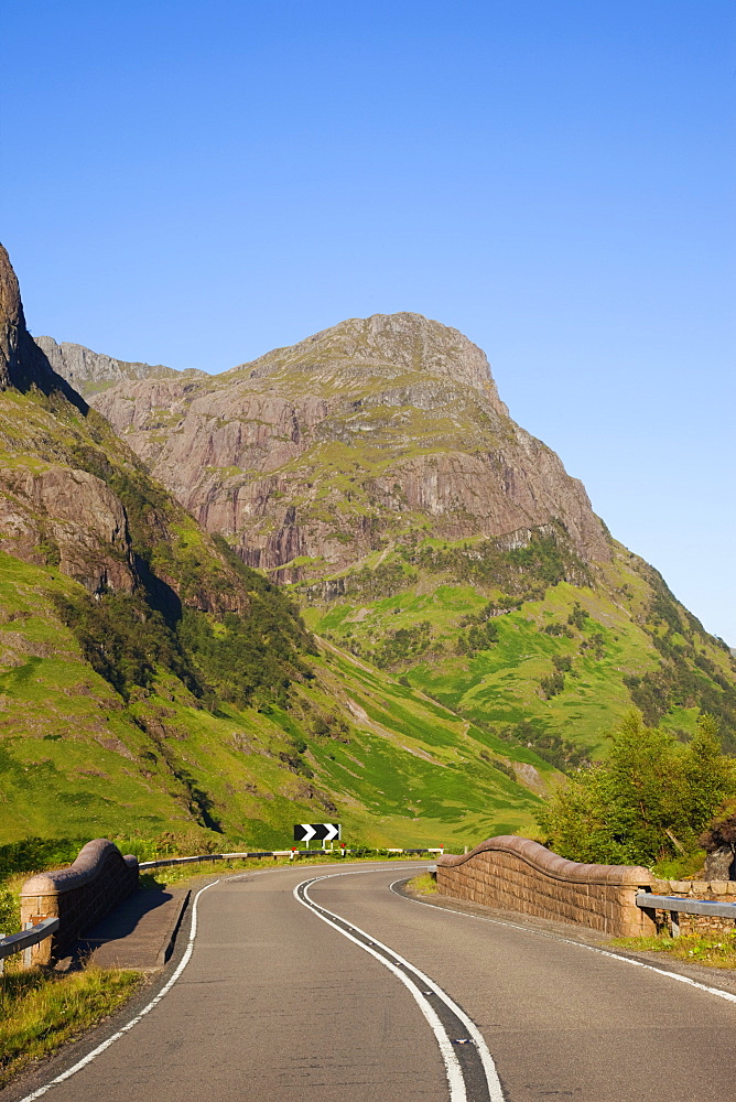 Empty road in Glen Coe, Highlands, Scotland, United Kingdom, Europe