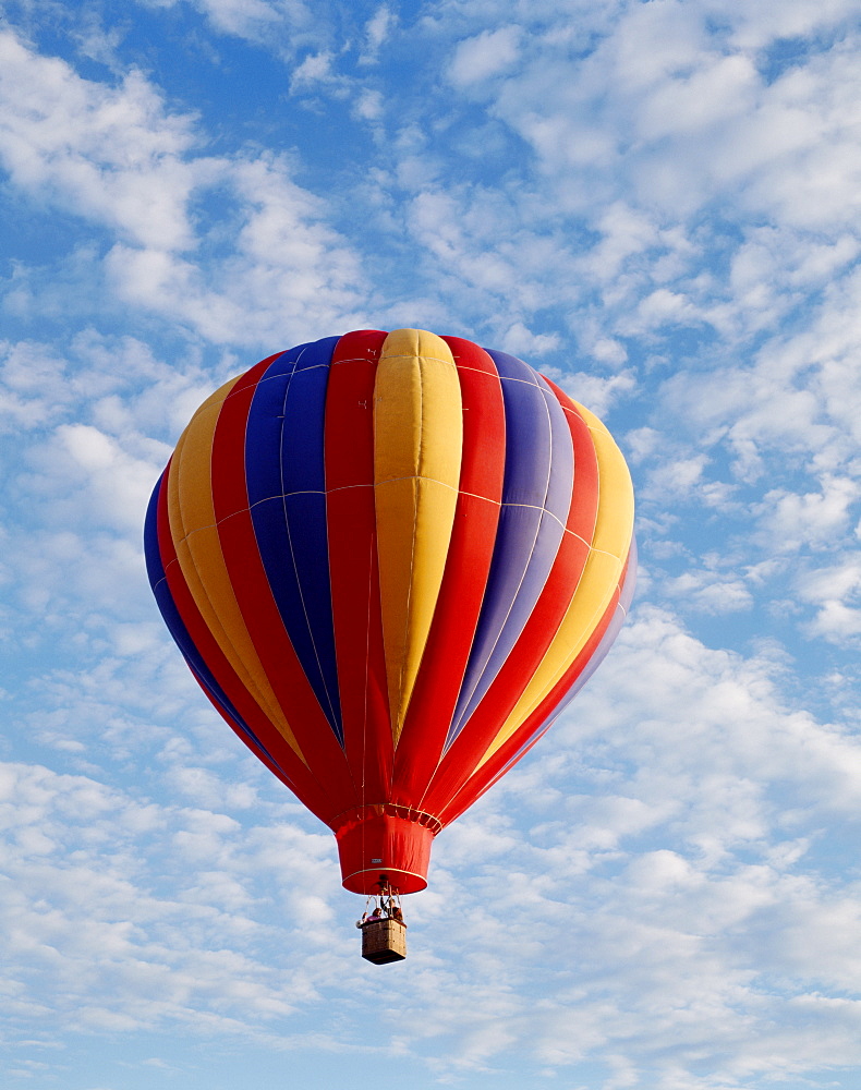 Colourful hot air balloon in sky, Albuquerque, New Mexico, United States of America, North America