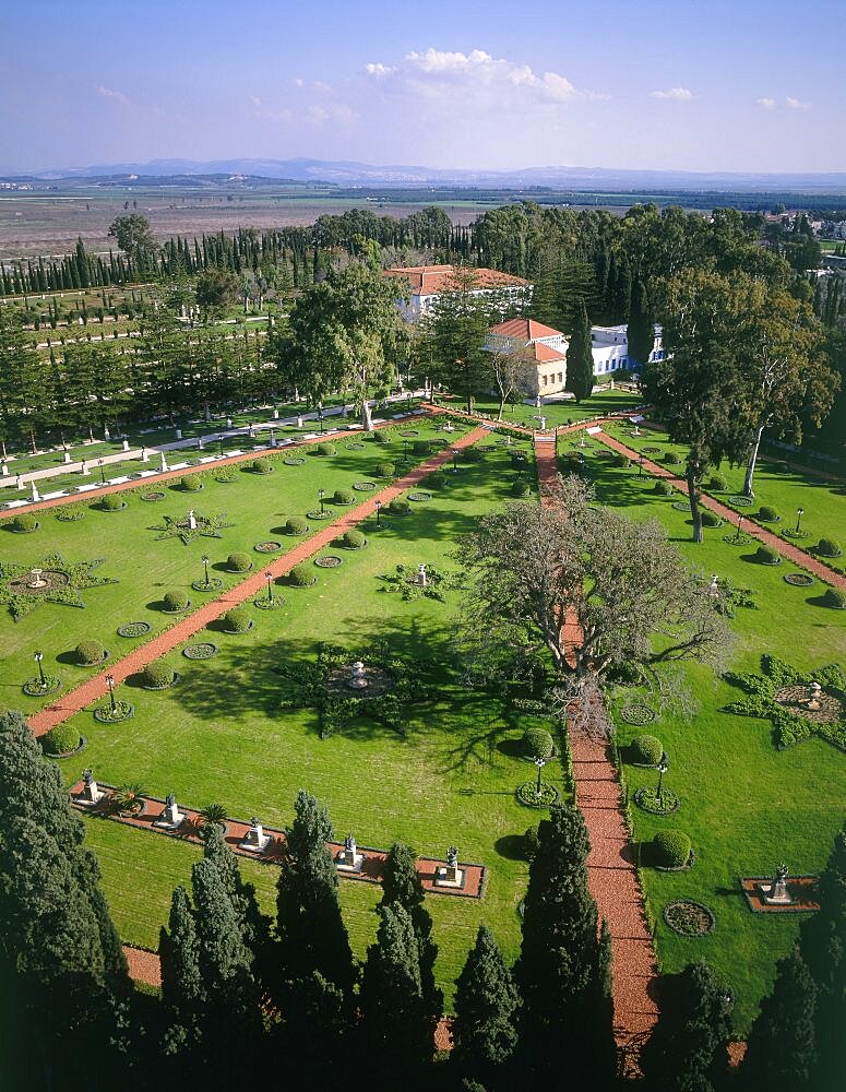 Aerial Bahai Gardens in the Western Galilee, Israel