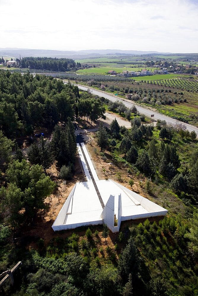 Aerial Lechi monument in the village of Mishmar Ayalon, Israel