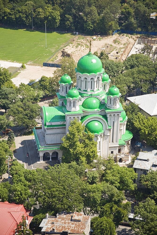 Aerial photograph of a Romanian church in Bucharest Romania, Romania