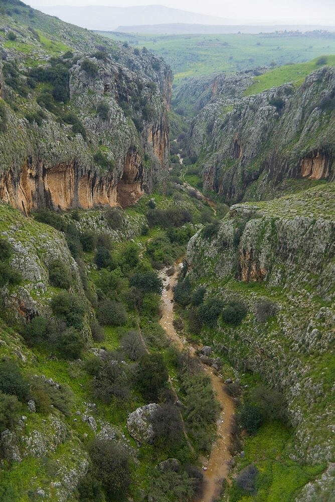 Aerial Amud stream in the Galilee, Israel
