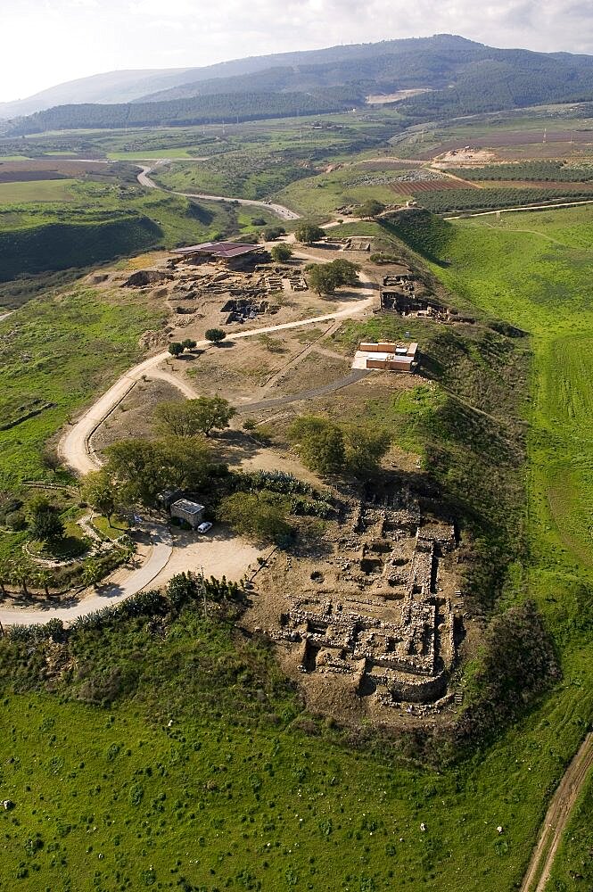 Aerial view of Mound Hazor, Israel