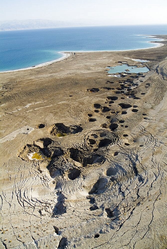 Aerial northern basin of the Dead Sea, Israel