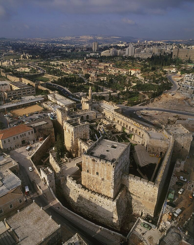 Aerial view of the city of David in Jerusalem, Israel