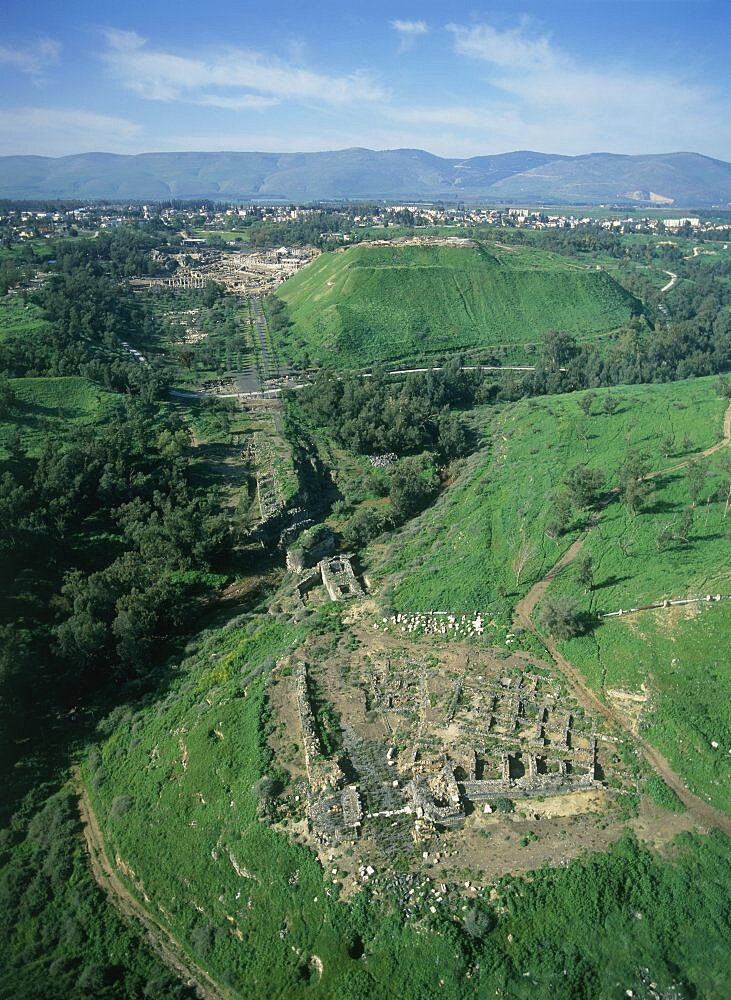 Aerial ancient ruins of Beth Shean, Israel