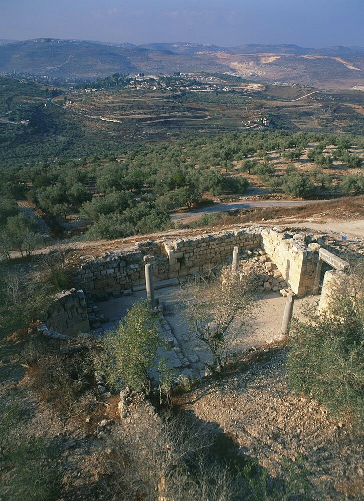 Aerial view of an ancient chapel of John the Baptist at Samaria, Israel