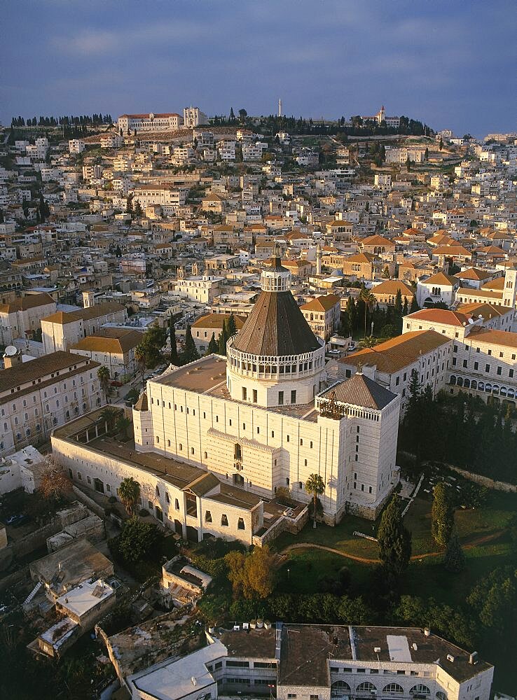 Aerial church of Annunciation at Nazareth, Israel