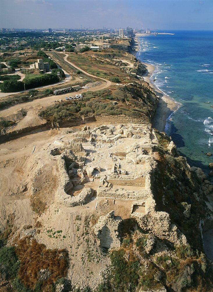 Aerial castle of Arsuf in the coastal plain, Israel