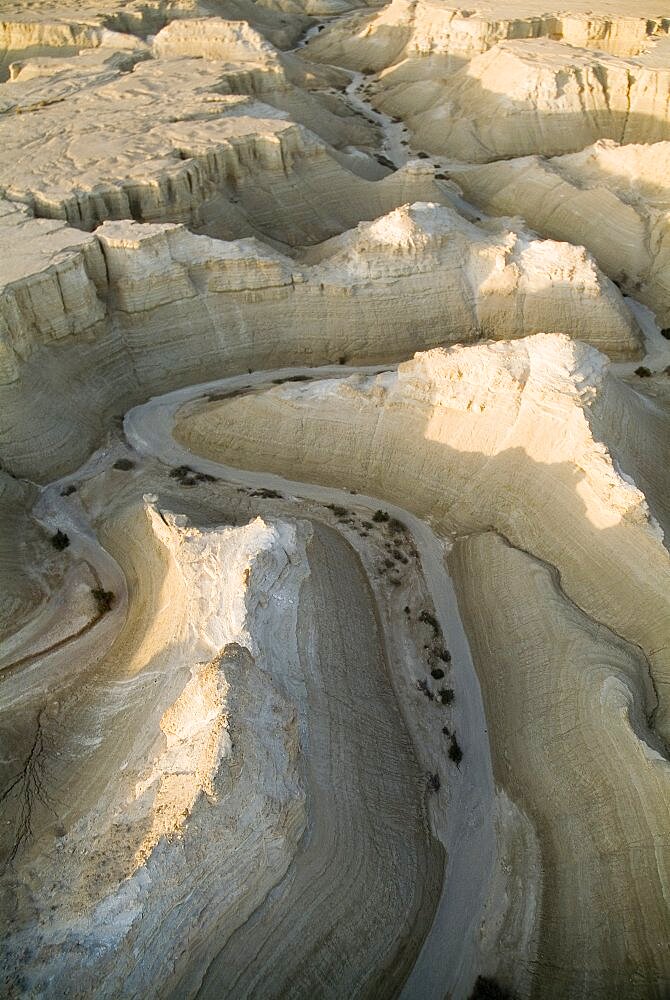 Aerial photograph of a wadi in the southern basin of the Dead sea, Israel