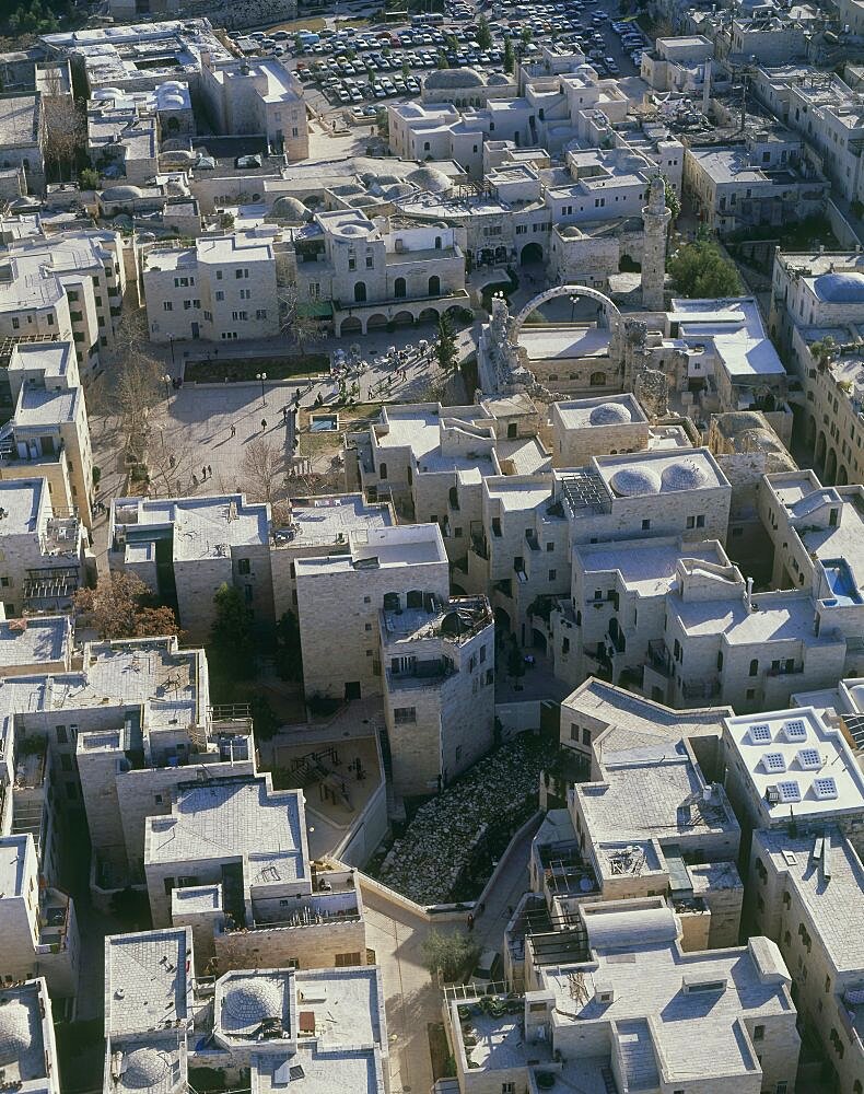 Aerial Jewish quarter in the old city of Jerusalem, Israel