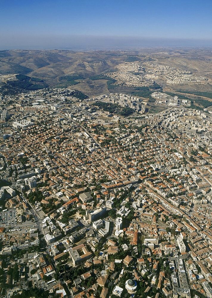 Aerial Safra square and Jerusalem's city hall, Israel