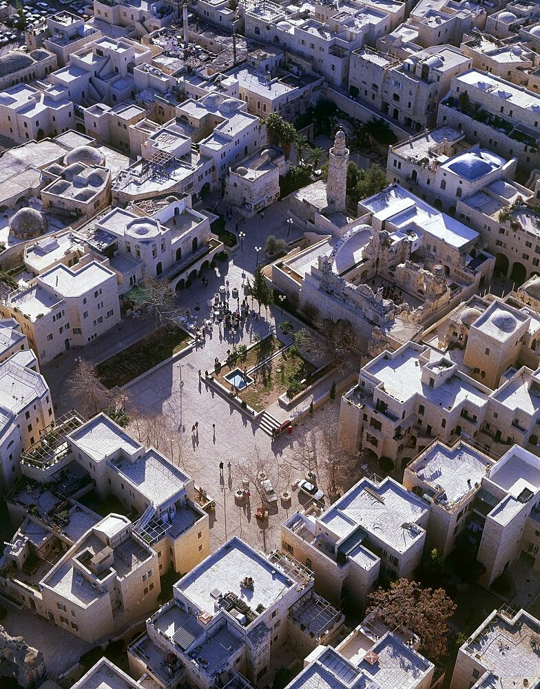 Aerial Jewish quarter in the old city of Jerusalem, Israel