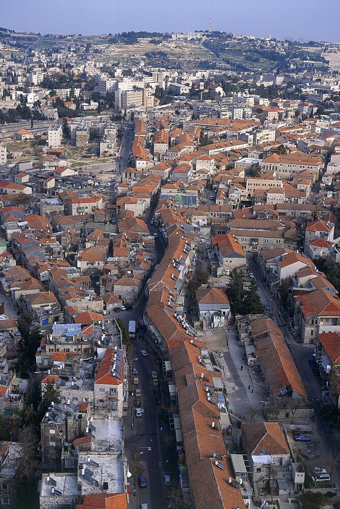 Aerial religious neighborhood of Jerusalem, Israel