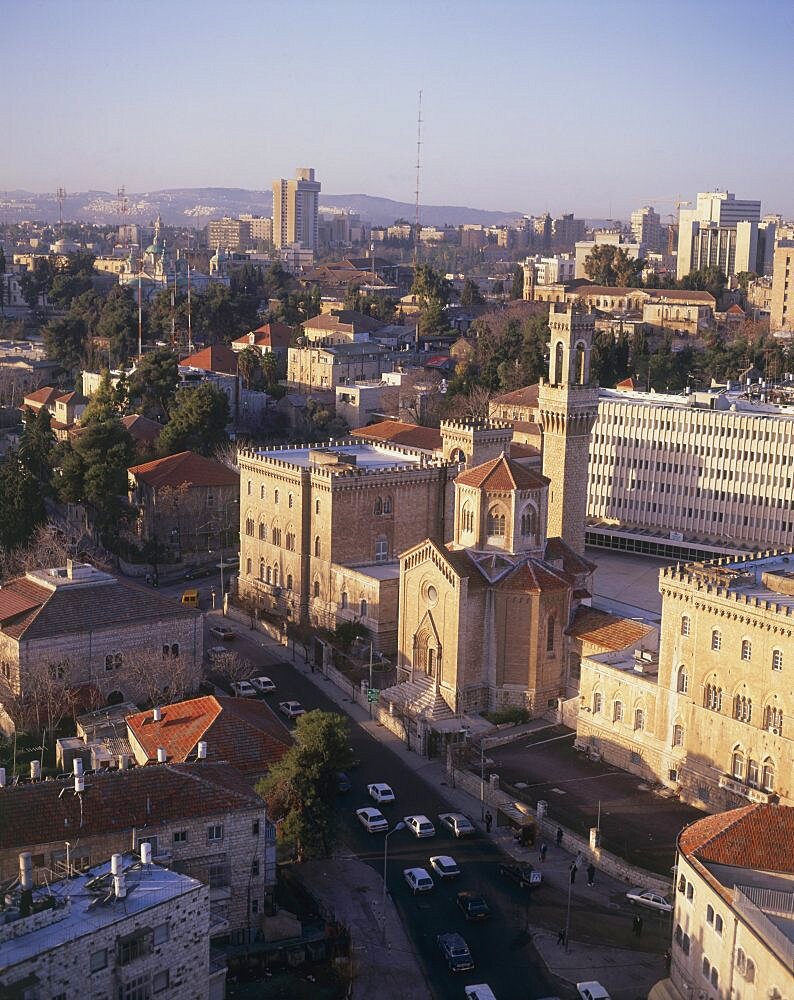 Aerial Italian Hospital in Jerusalem, Israel