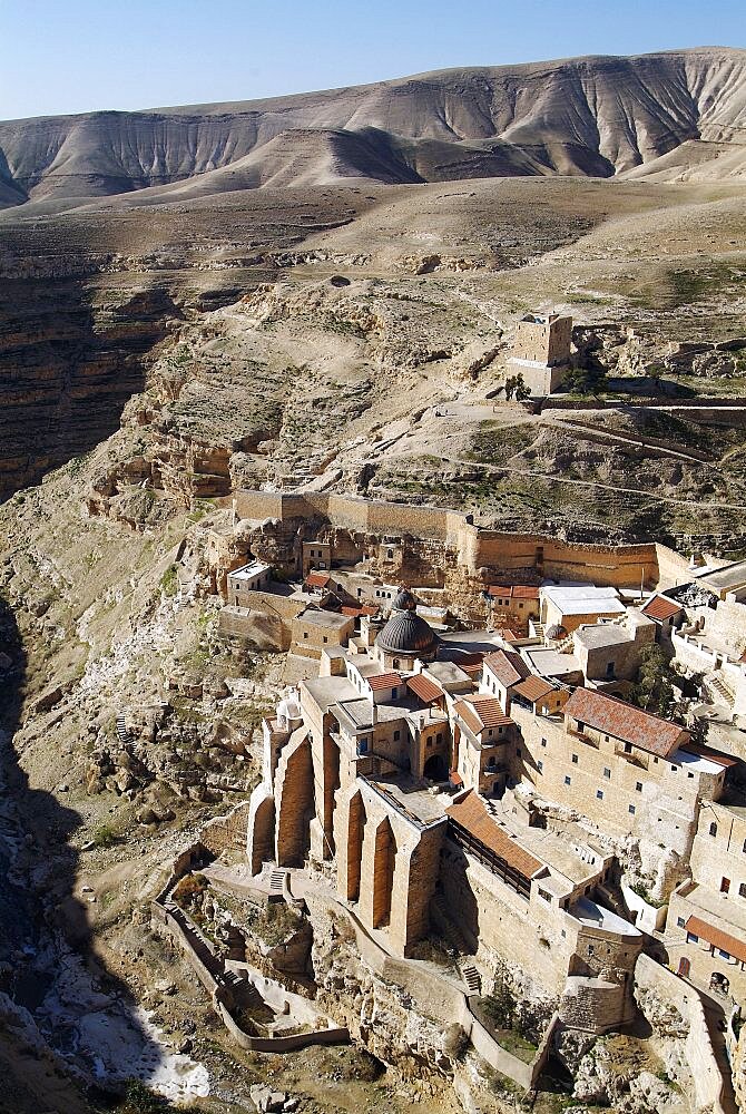 Aerial Monastery of Mar Saba in the Judea Desert, Israel