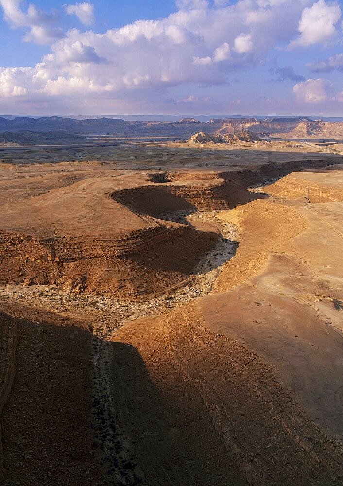 Aerial photograph of Yelek wadi in the Negev desert, Israel