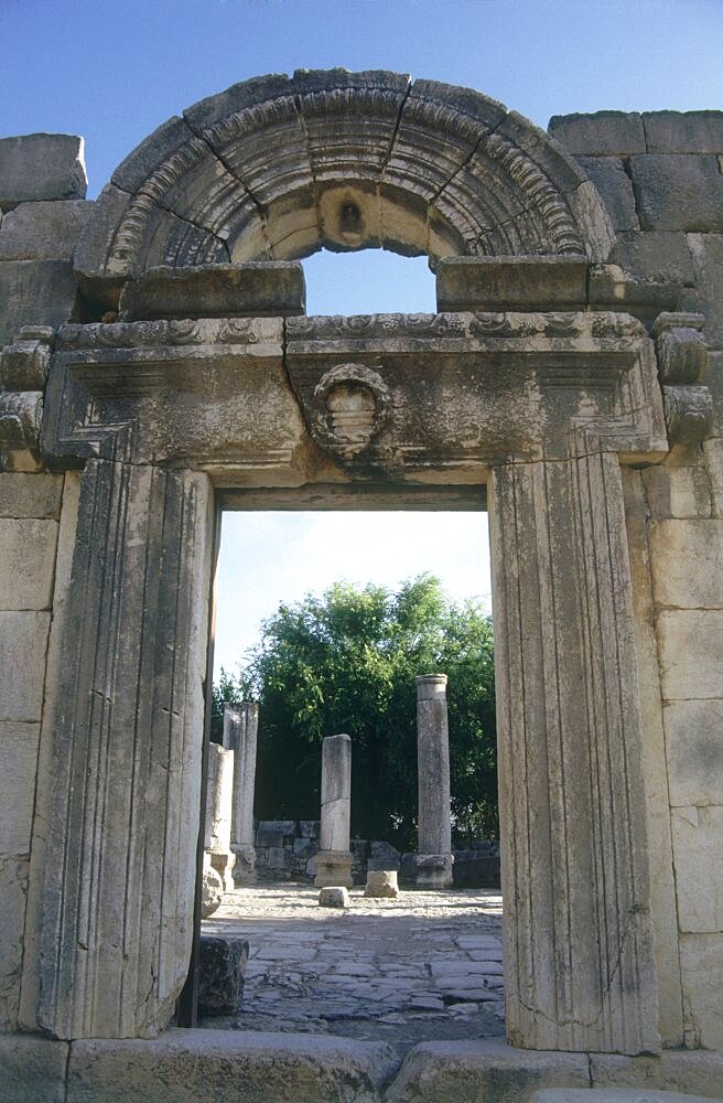 Photograph of the ruins of the ancient synagouge of Baram in the Upper Galilee, Israel