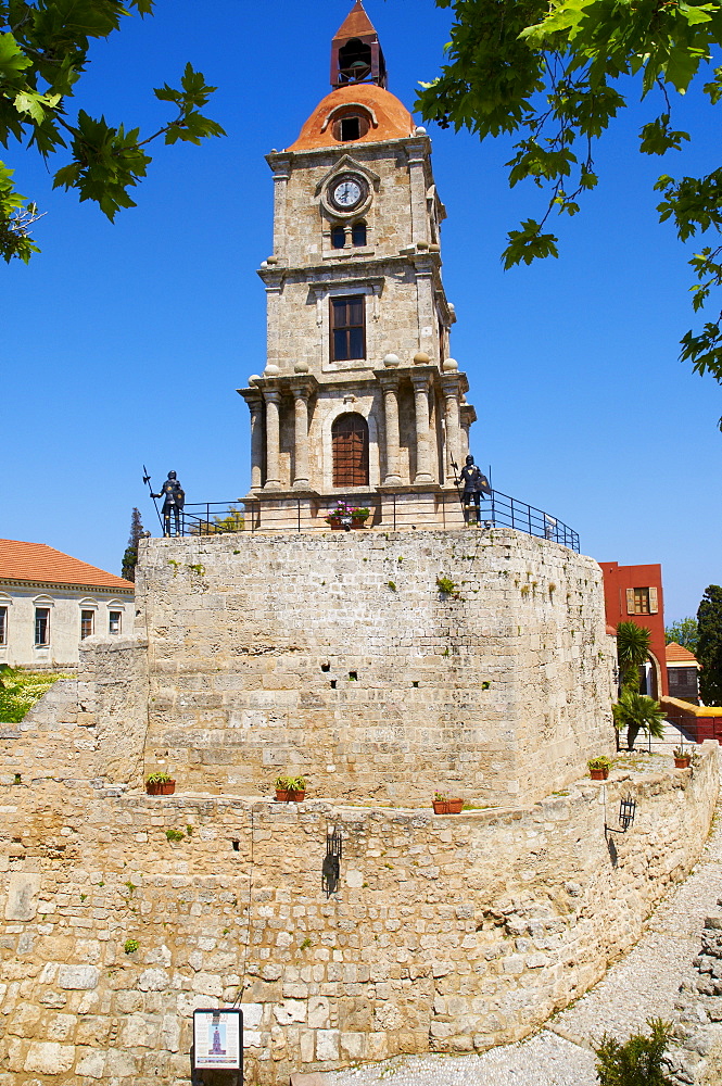 Clocktower in the Turkish District of the City of Rhodes, UNESCO World Heritage Site, Rhodes, Dodecanese, Greek Islands, Greece, Europe