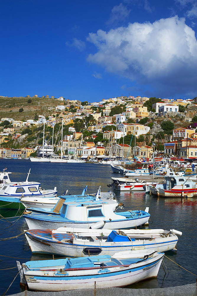 Gialos harbour, Symi island, Dodecanese, Greek Islands, Greece, Europe