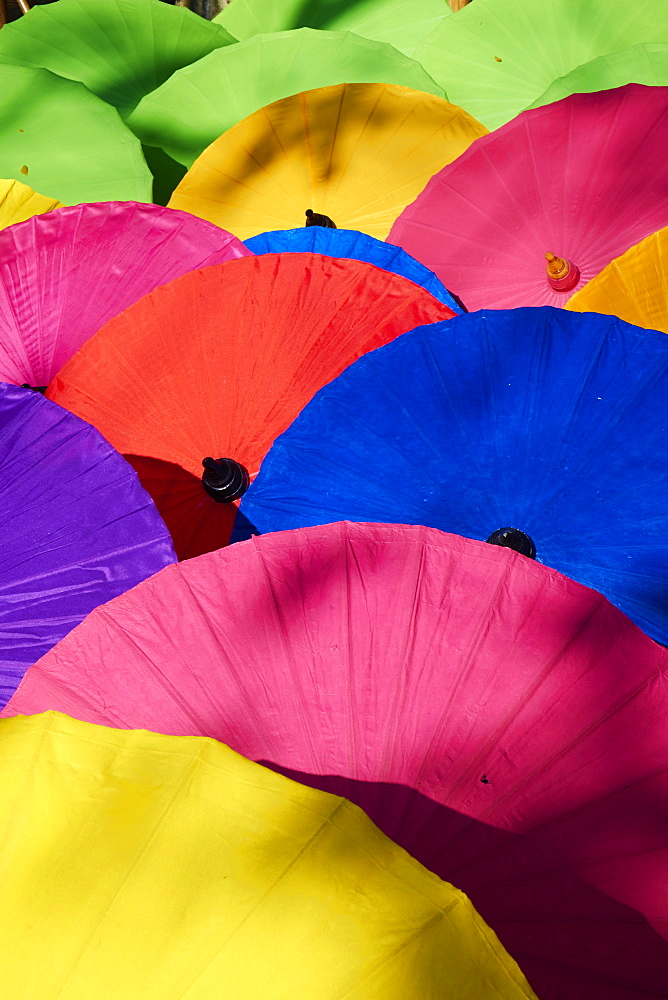 Umbrellas at Borsang Handicraft Village, Chiang Mai, Thailand, Southeast Asia, Asia