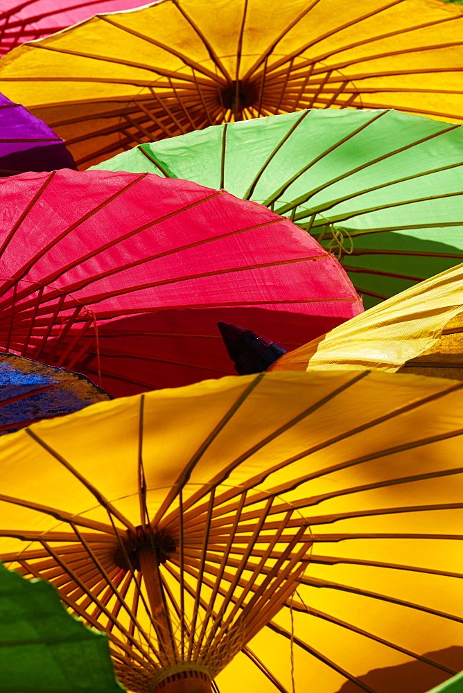 Umbrellas at Borsang Handicraft Village, Chiang Mai, Thailand, Southeast Asia, Asia