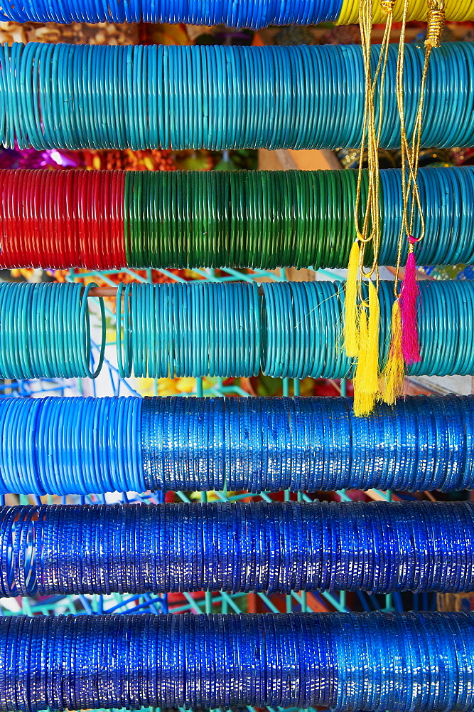 Bracelets and bangles for sale, Devaraja market, Mysore, Karnataka, India, Asia