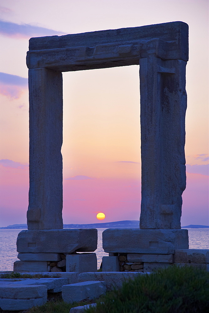 Gateway, Temple of Apollo, archaeological site, Naxos, Cyclades, Greek Islands, Greece, Europe