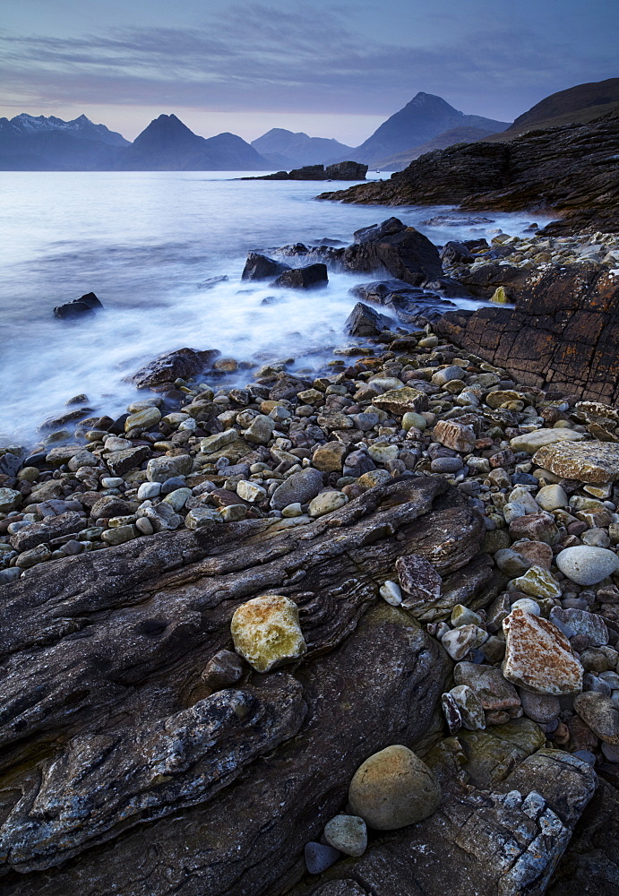 A view towards the Cuillin Hills from across Loch Scavaig, Elgol, Isle of Skye, Scotland, United Kingdom, Europe