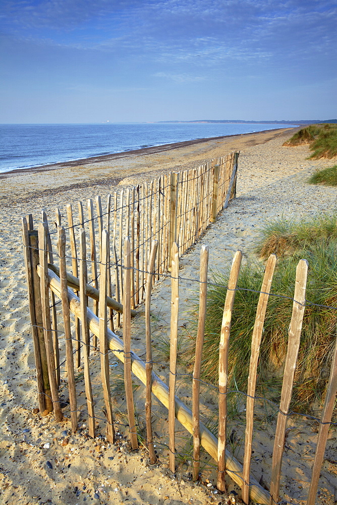 A summer morning on the beach at Walberswick, Suffolk, England, United Kingdom, Europe