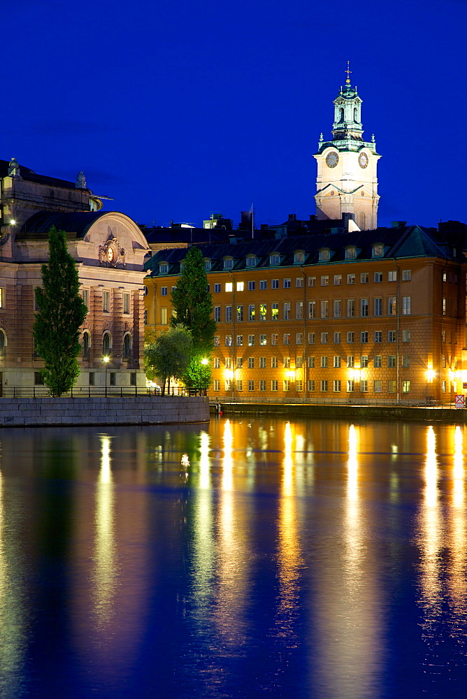 Riksdagshuset at night, Stockholm, Sweden, Scandinavia, Europe