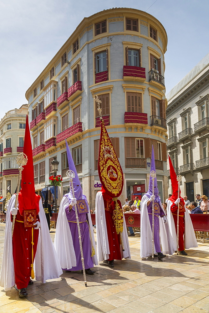 Locals taking part in the Resurrection Parade on Easter Sunday, Malaga, Costa del Sol, Andalusia, Spain, Europe