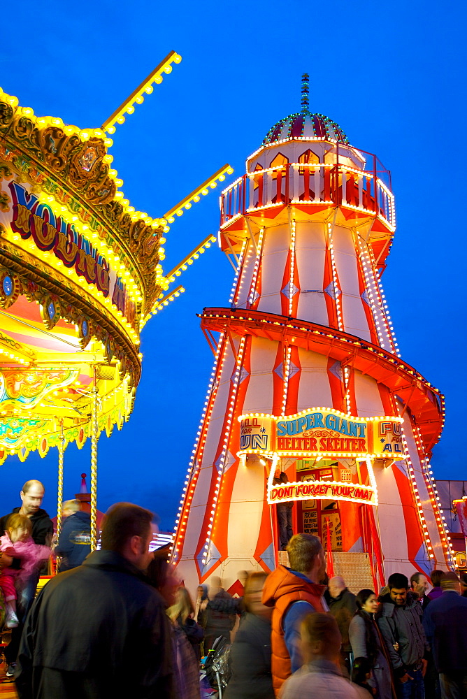 Helter Skelter, Goose Fair, Nottingham, Nottinghamshire, England, United Kingdom, Europe