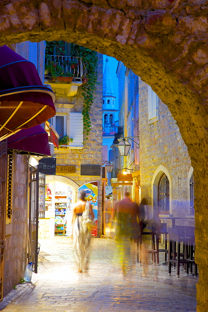 Old Town at night, Budva, Montenegro, Europe