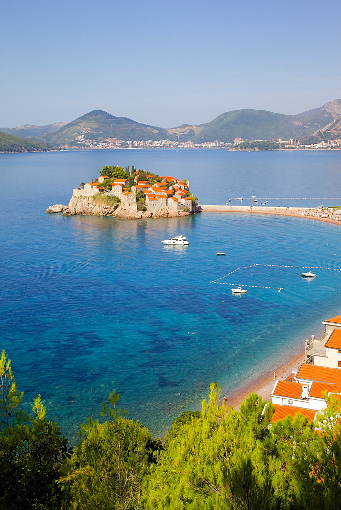 Sveti Stefan, Budva Bay, Budva Riviera, Montenegro, Europe 