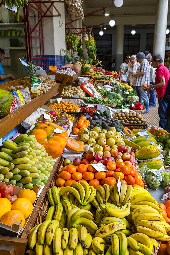 Fresh produce in Mercado Dos Lavradores (Farmers' Market), Funchal, Madeira, Atlantic, Portugal, Europe