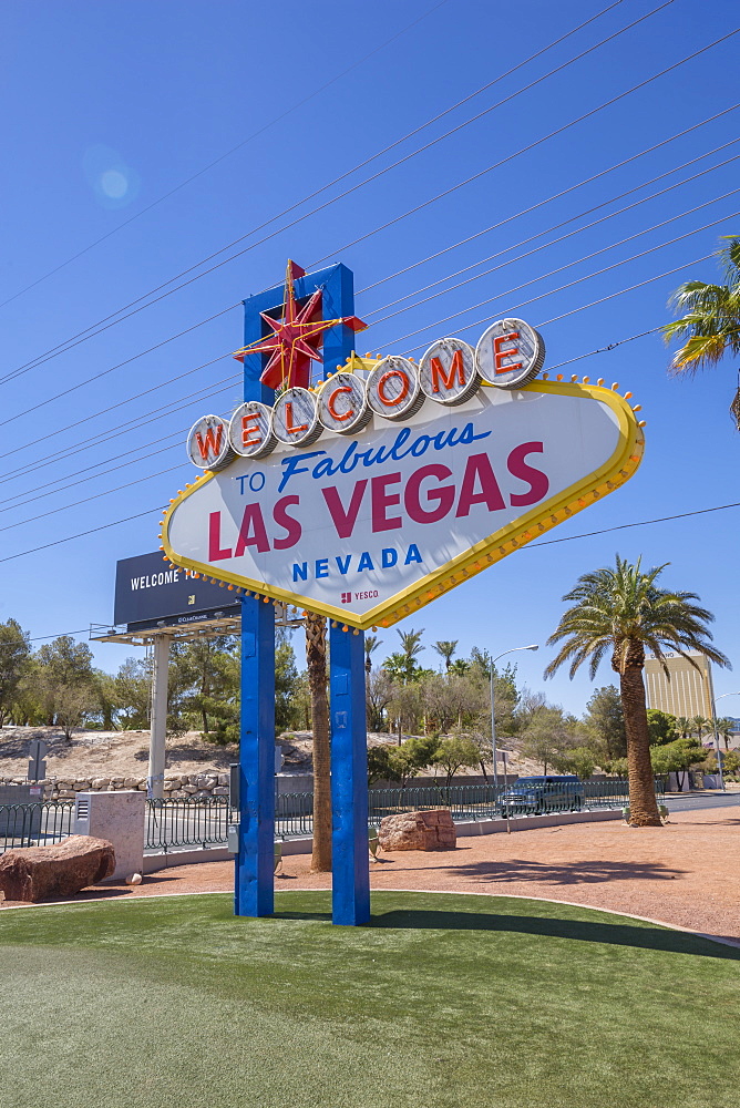 View of Welcome to Fabulous Las Vegas sign on The Strip, Las Vegas Boulevard, Las Vegas, Nevada, United States of America, North America